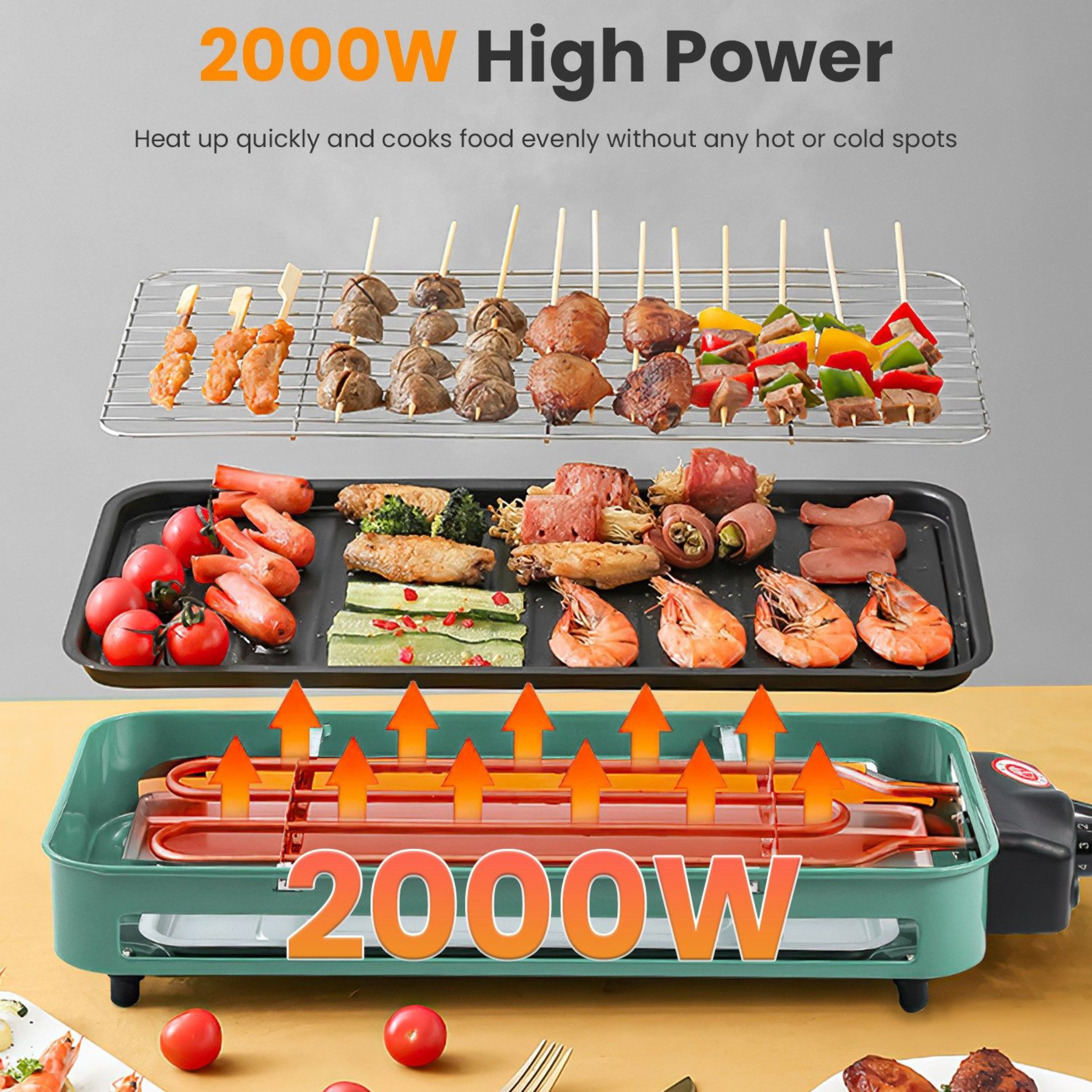An Outdoor and Indoor Universal Two-in-one Electric Oven, with Quick Heating, 5 Temperature Settings, 3 Baking Trays, and The Ability To Be Washed in A Dishwasher, Suitable for Family Gatherings.