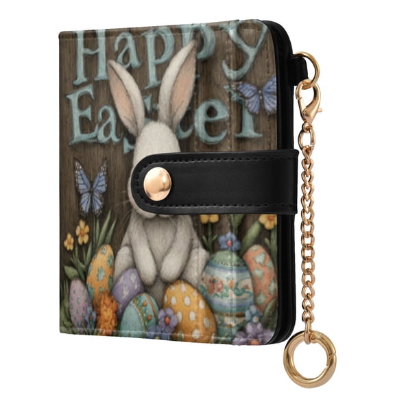 Qxltty Cute Easter Bunny Ladies Wallet Rfid Slim Thin Compact Credit Card Women Wallet Zipper Coin Pocket and ID Window for Female Gifts