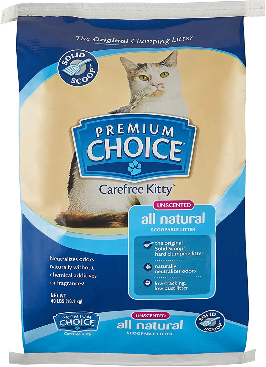 Premium Choice Carefree Kitty Unscented AllNatural Clumping Cat Litter