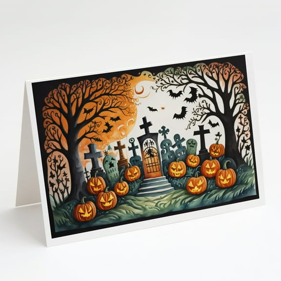 Papel Picado Skeletons Spooky Halloween Greeting Cards and Envelopes Pack of 8 7 in x 5 in