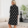 thumbnail image 6 of Lightweight Robes for Women Zipper 3/4 Sleeve Bathrobes for Women Zip Up Front Knee Length Polka Dot Loose Fit Pajama Sleepwear with Pockets Black XXL, 6 of 6