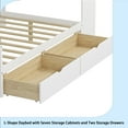 thumbnail image 6 of Wooden L-Shape Daybed with Seven Storage Cabinets and Two Storage Drawers, Multi-functional Bed with Study Desk and Built-in Bookshelf, White, 6 of 17