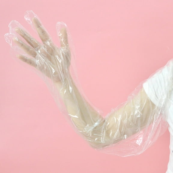 GAXIRE Disposable Arm Gloves 80cm PE Material Soft Protective Gloves for Cleaning and Food Handling