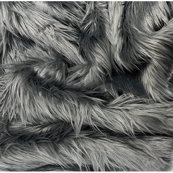 NAMZI 2 Pcs 25x25cm Dark Grey Faux Fur Craft Patches, Fluffy Shaggy Synthetic Plush for DIY Sewing & Winter Crafts
