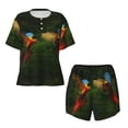 thumbnail image 4 of Picia Hybrid Parrot in the Forest Pajamas Sets for Women Soft Short-Sleeved Pjs with Lounge Shorts Two Piece Sleepwear-4X-Large, 4 of 9