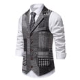 thumbnail image 4 of uikmnh Vests for Men Classic Lapel Retro Patchwork Houndstooth Vest for Men's Stylish Outerwear Wardrobe Size:L, 4 of 8
