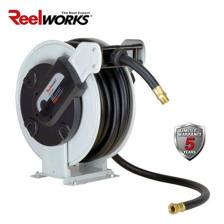 REELWORKS Heavy Duty Spring Driven Hose Reel (1" x 50 Ft. NBR FUEL REEL)