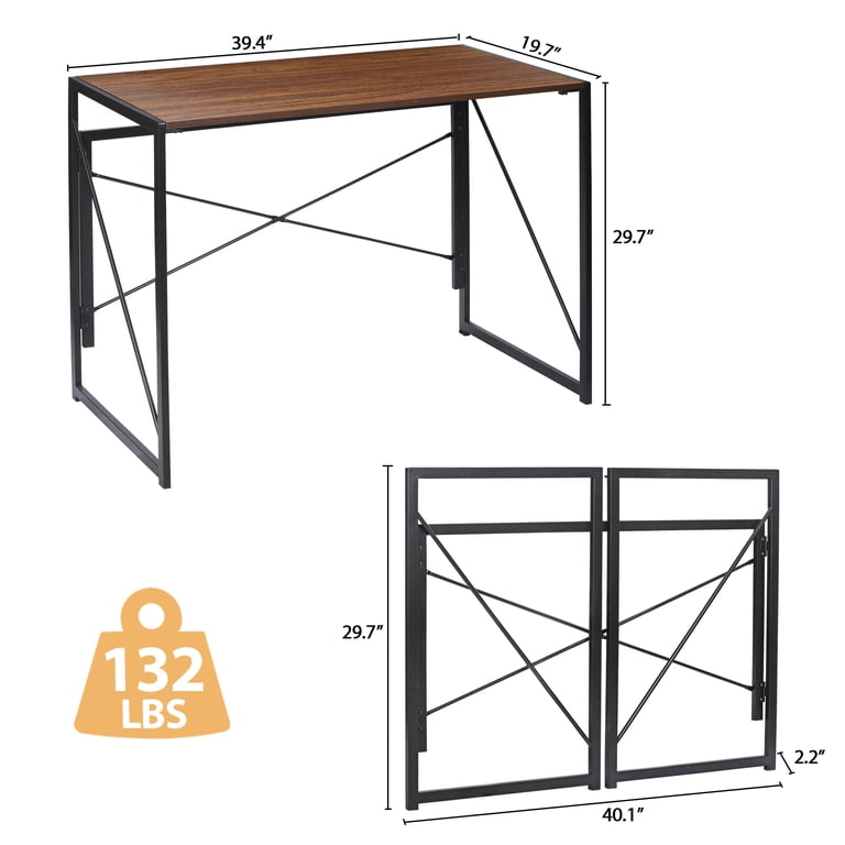 ZENY 39.4-Inch Folding Computer Desk, Brown photo 3