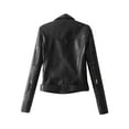 thumbnail image 5 of outfmvch jackets for women casual solid color lapel zipper long sleeve leather jacket coat womens tops cardigan for women black, 5 of 7