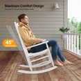 thumbnail image 3 of VINGLI Outdoor Rocking Chair, Patio Rockers with High Back, Support 450 LBS Wooden Rocking Chairs, for Porch, Patio, Balcony, Garden, Yard (White, 1 PC), 3 of 7