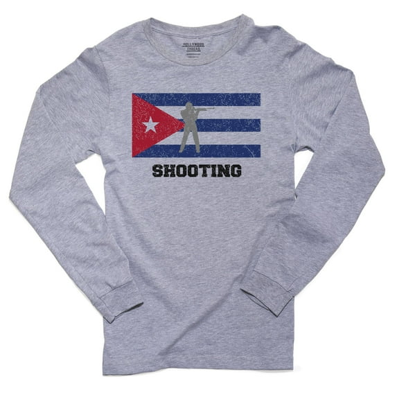 Cuba Olympic - Modern Pentathlon - Flag - Silhouette Men's Long Sleeve Grey T-Shirt