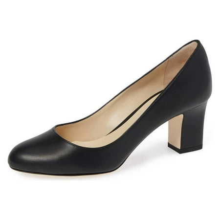 XYD Women Chunky Block Heels Round Toe Shoes Comfortable Party Office Pumps Slip Ons Size 10.5 Black