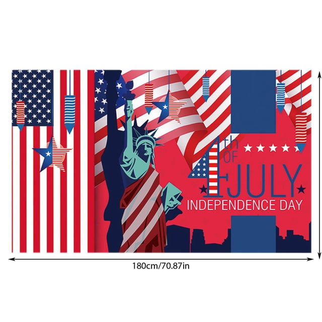 4th Of July Party Decorations Background Fabric 72 In X 44 In Red And Blue Independence Day Streamer With 4 Metal Eyelets