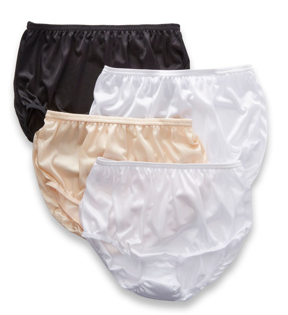 Womens Teri 331 Full Cut Nylon Brief Panty 4 Pack Basic Asst 11 