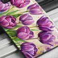 thumbnail image 6 of Purple Tulips Flowers Watercolor Faux Leather Travel Luggage Tag, 6 of 7