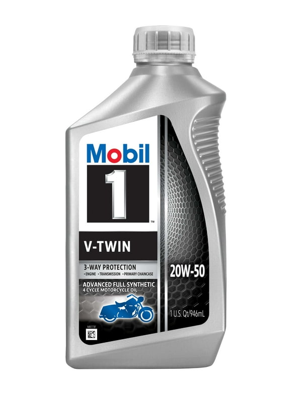 Mobil 1 V-Twin Full Synthetic Motorcycle Oil 20W-50, 1 Quart