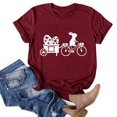thumbnail image 2 of Pxiakgy Liquidation! T-Shirts de Pâques Col Rond pour Femmes Joyeuses Pâques Lapin avec Lunettes Blouse Décontractée Graphique Printemps Hauts Colorés Tee Femmes Topseaster Manches Courtes Chemise Décontractée Mode Vin TTG, 2 of 5