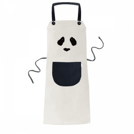 

Outline Panda Face Art Deco Fashion Apron Adjustable Bib Cotton Linen BBQ Kitchen Pocket Pinafore