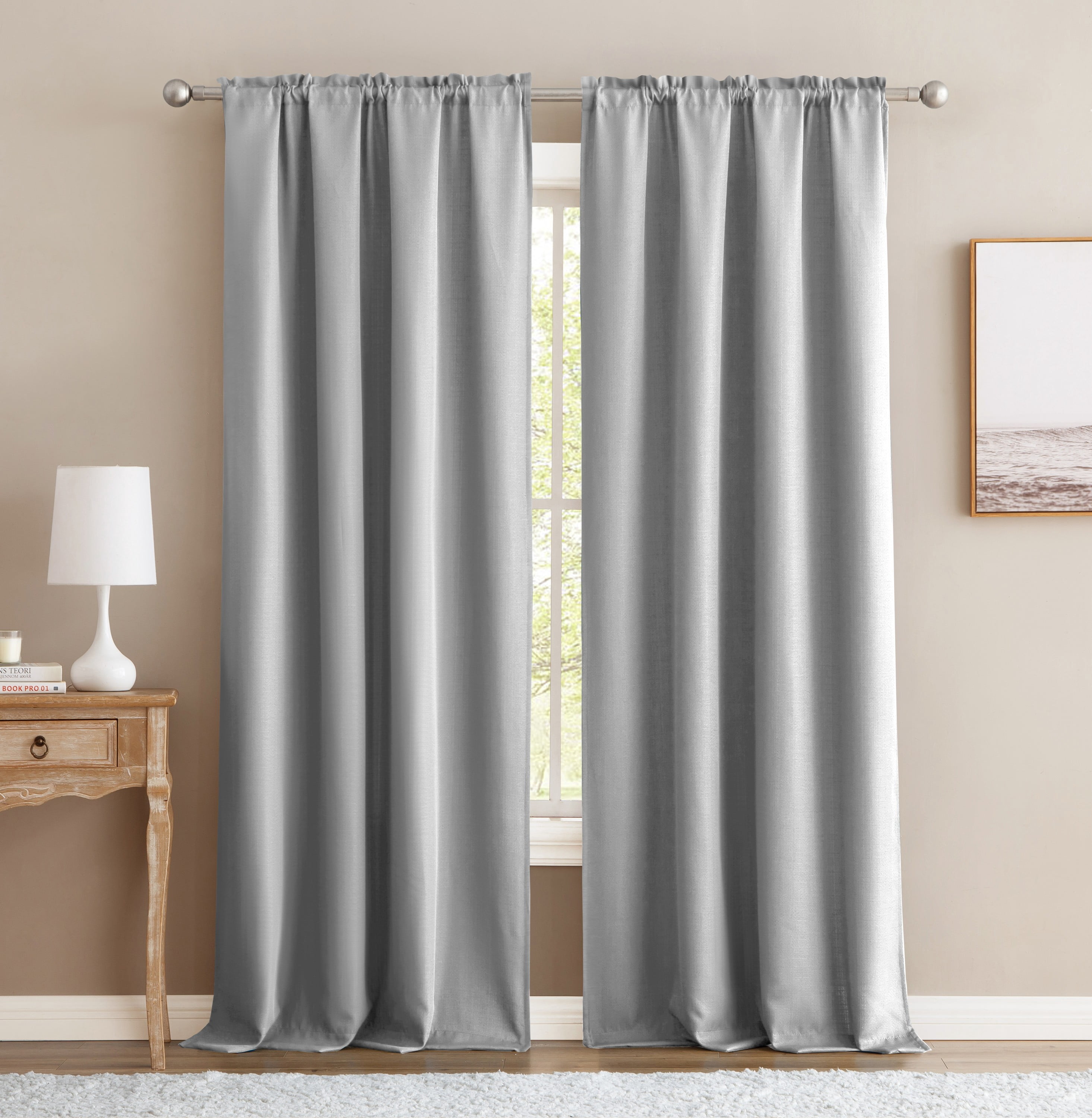 Mainstays Bennett Textured Panel Pair - Soft Silver - 40" x 84" Each - Set of (2)