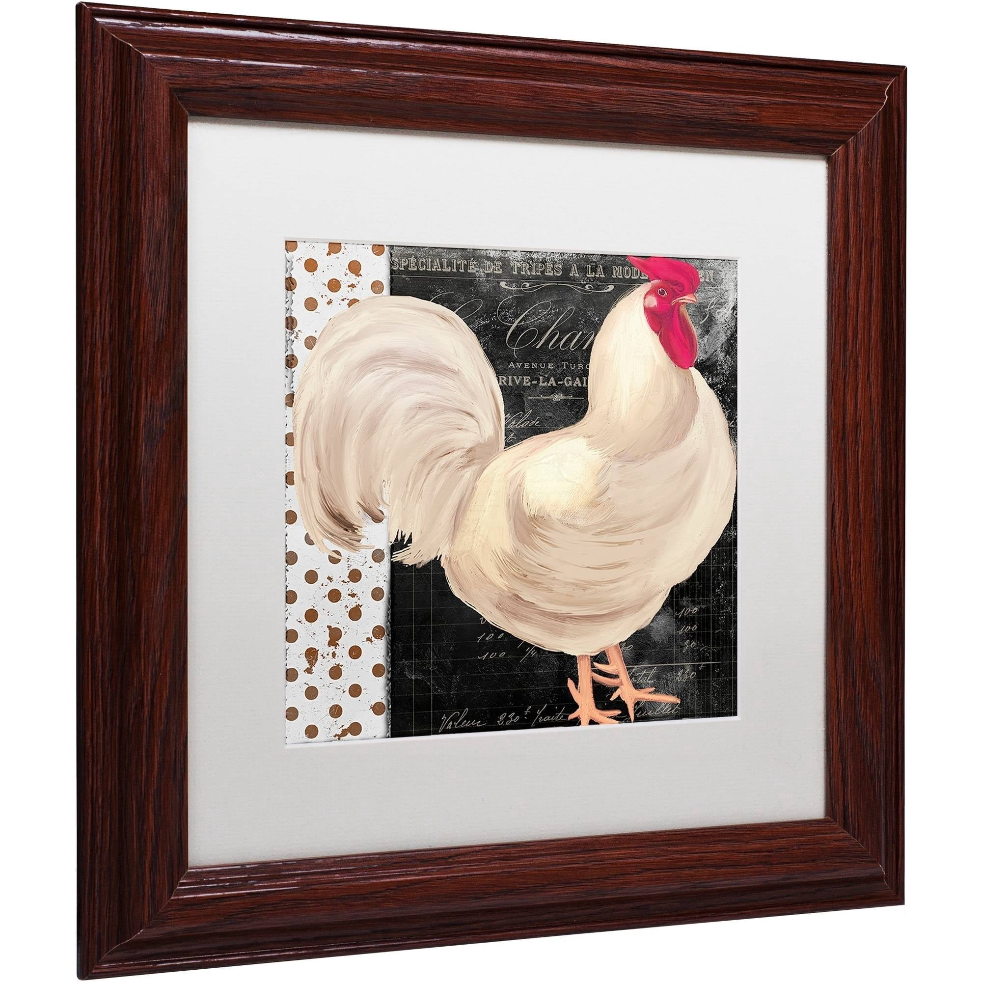Trademark Fine Art "White Rooster Caf? I" Canvas Art by Color Bakery White Matte, Wood Frame