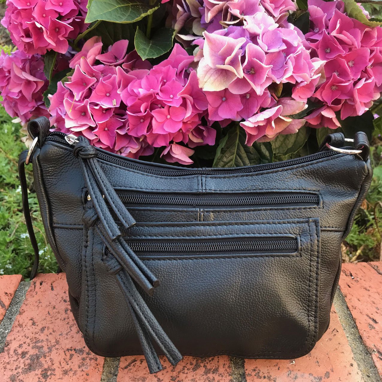 Women's Leather Medium Cross Body Purse Shoulder Ladies Handbag with Many Pockets