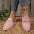 thumbnail image 6 of Pink Flat Shoes For Women Slip On Mules Backless Loafers Solid Color Casual Shoes Soft Suede Material Comfortable Everyday Footwear Size 39, 6 of 9