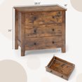 thumbnail image 3 of Costway 2 PCS 3-drawer Dresser with Convenient Handles Smooth Slide Rails Accent Table Brown, 3 of 8