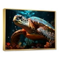 thumbnail image 2 of Designart "Peaceful Underwater Turtle Scene II" Animals Turtle Floater Framed Canvas Prints, 2 of 5