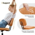 thumbnail image 5 of Armless Office Chair, Swivel Rolling PU Leather Vanity Chair with Back Lumbar Support Height Adjustable Computer Chair, Small Desk Chair for Home Office (Brown), 5 of 14