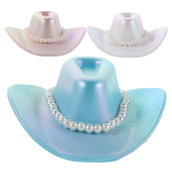 TABLZONE 3-Piece Mini Western Hats Assorted Colors for Women and Girls Western Theme Party Favors
