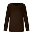 thumbnail image 3 of Idoravan Womens T Shirts Long Sleeve Crew Neck Basic Tee Women's Fall Fashion Long Sleeve Stretch Slim Fitted Sexy Basic Tee T-Shirt Blouse Solid Tops Coffee M, 3 of 7