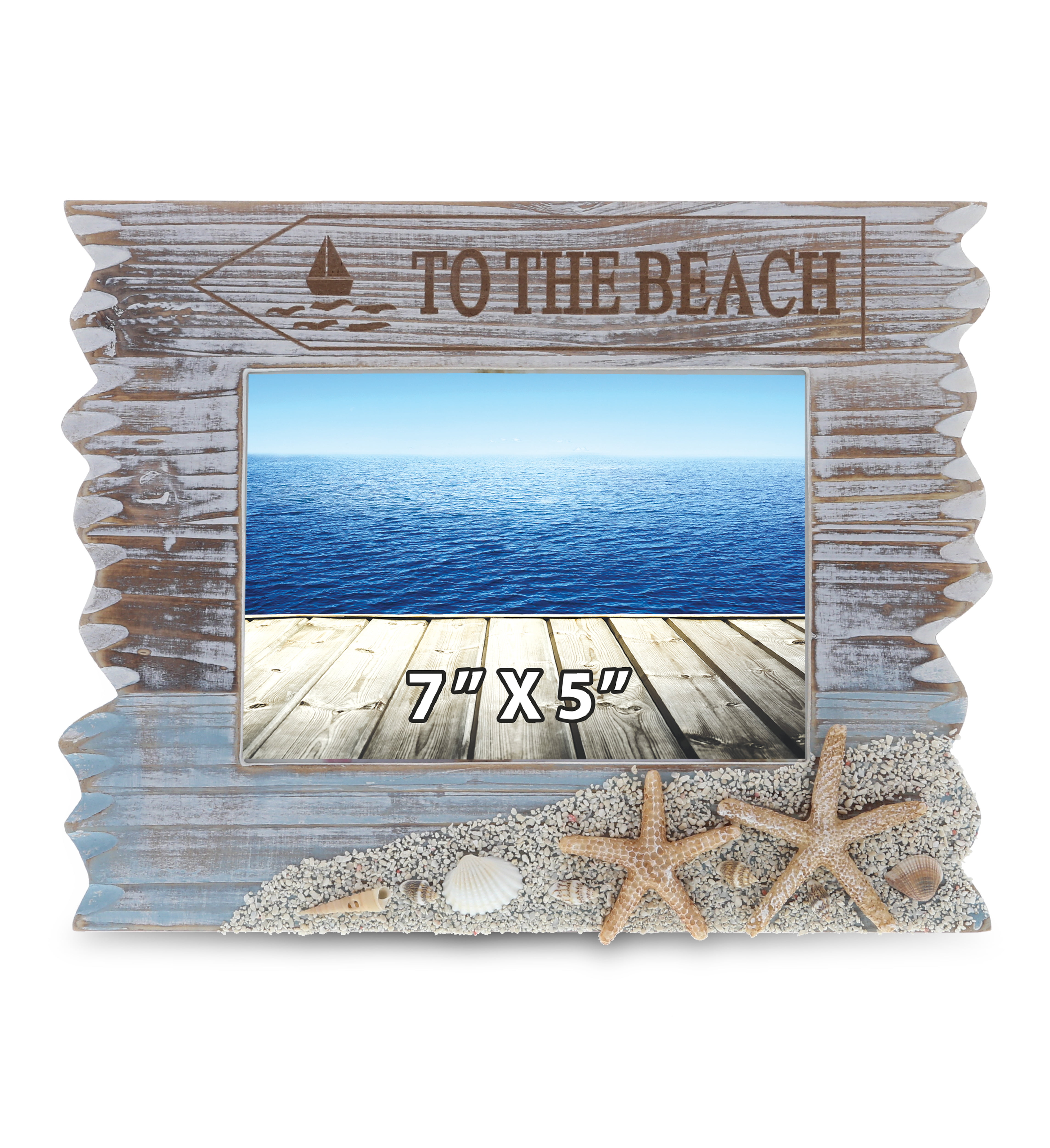 Nautical White Anchor Photo Collage With Wood Frame Coastal Nautical Theme 