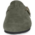 thumbnail image 2 of Unisex Suede Leather Clogs Mules Mens Womens Cork Footbed House Slipers with Arch Support and Adjustable Buckle Army Green, 2 of 3