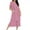 Pink, variant on Dasayo Short Sleeve Women Nightgown Red Hospital Long Zip up Chemises Side Split Striped Sleepwear Women Pajamas XL