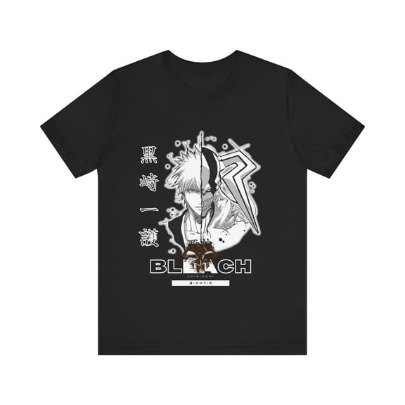 Anime Bleach Ichigo Zangetsu Japanese Graphic Black T-Shirt Size S-5XL