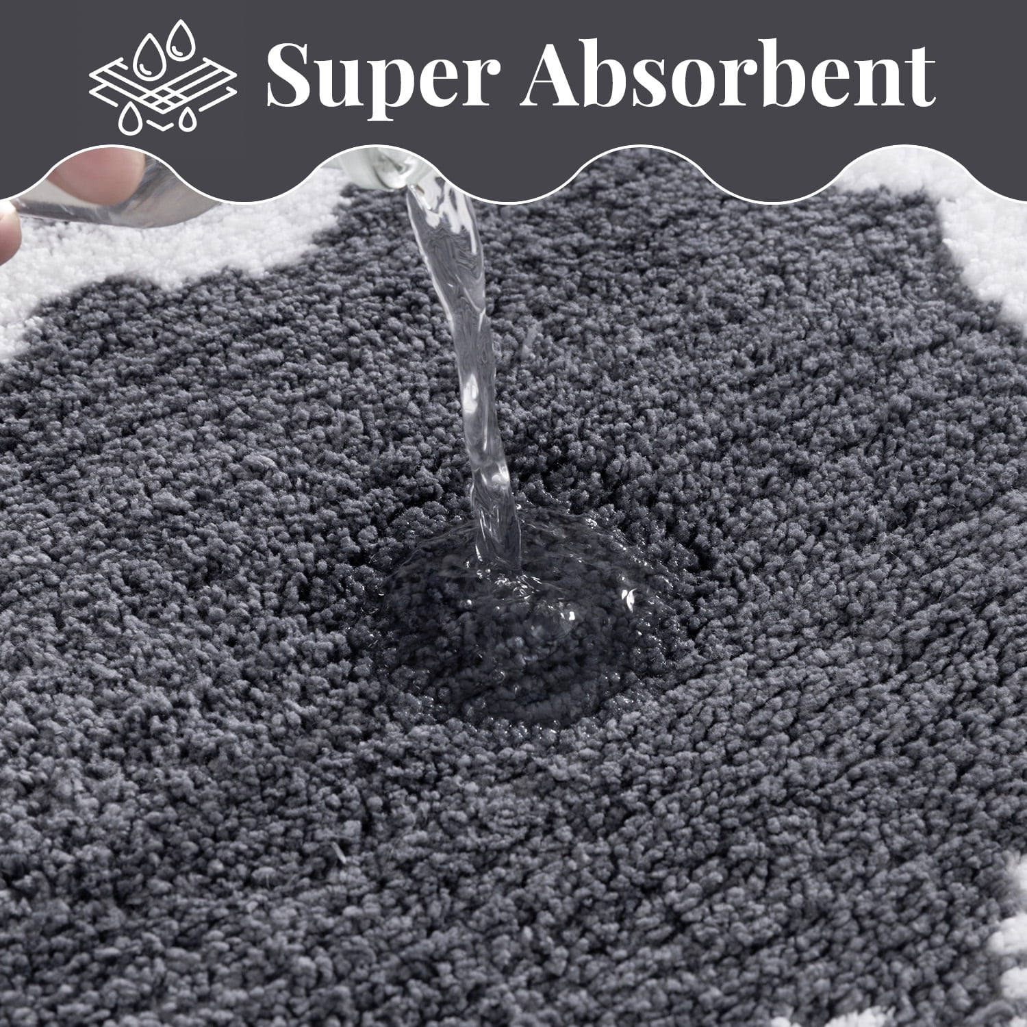 Findosom 4-Piece Bathroom Rugs Set,Non Slip Absorbent Bath Mat,Machine Washable Microfiber Quick Dry Bath Rug for Bathroom Bedroom Kitchen Shower Tub,Gray