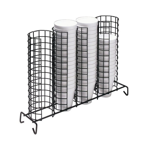 HUBERT Cup and Lid Organizer 4-Compartment Grid Black - 17"L x 4"D x 12 1/2"H