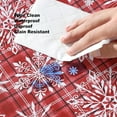 thumbnail image 6 of Newbridge Snowfall Snowflake Plaid Christmas Print Vinyl Flannel Backed Tablecloth Contemporary Snowflake Design Easy Care Wipe Clean Xmas Tablecloth, 60 Inch x 84 Inch Oval, Red, 6 of 6