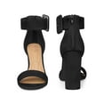 thumbnail image 6 of BLISSFUL STEP Open Toe Ankle Straps Block Heel Sandals for Women Black 9, 6 of 7