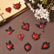 thumbnail image 5 of 1 caja de 16 dijes de corazón sagrado de 8 estilos, dijes góticos esmaltados, colgantes de metal con forma de corazón de aleación roja y negra., 5 of 7