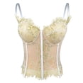 thumbnail image 1 of Women's Adjustable Strap Eyelash Flower Lace Corset Crop Top with Boning Support Push Up Bustier Camisole for Party Wear 40, 1 of 4