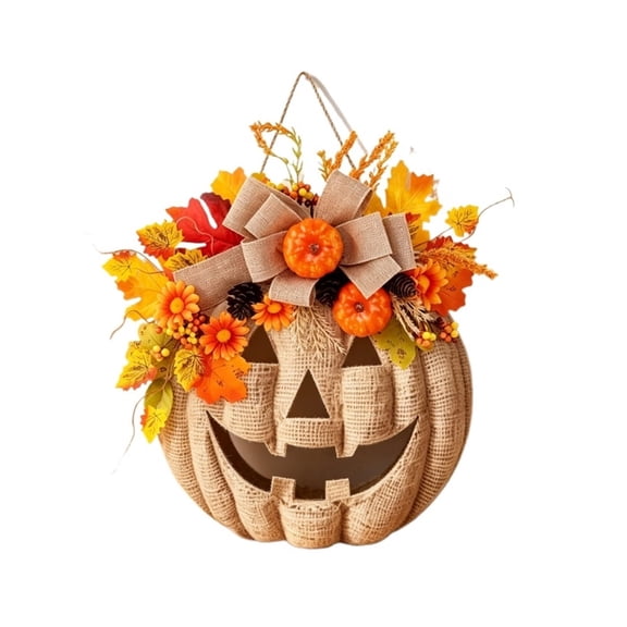 WULIHUA Artificial Wreaths Polyester Pumpkin Wreath, Multicolor, Multicolor, 1