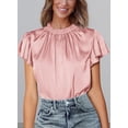 thumbnail image 3 of Blusa de Satén para Mujer PRETTYGARDEN Manga Corta con Volantes Talle M, 3 of 6