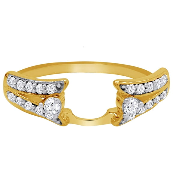 Round White Cubic Zirconia Split Shank Enhancer Guard Ring 14K Yellow Gold Ring Size - 6