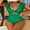 Dark Green, variant on Charmo Ruffled One Piece Swimsuit for Women High Cut Bathing Suits Backless Monokini Swimwear