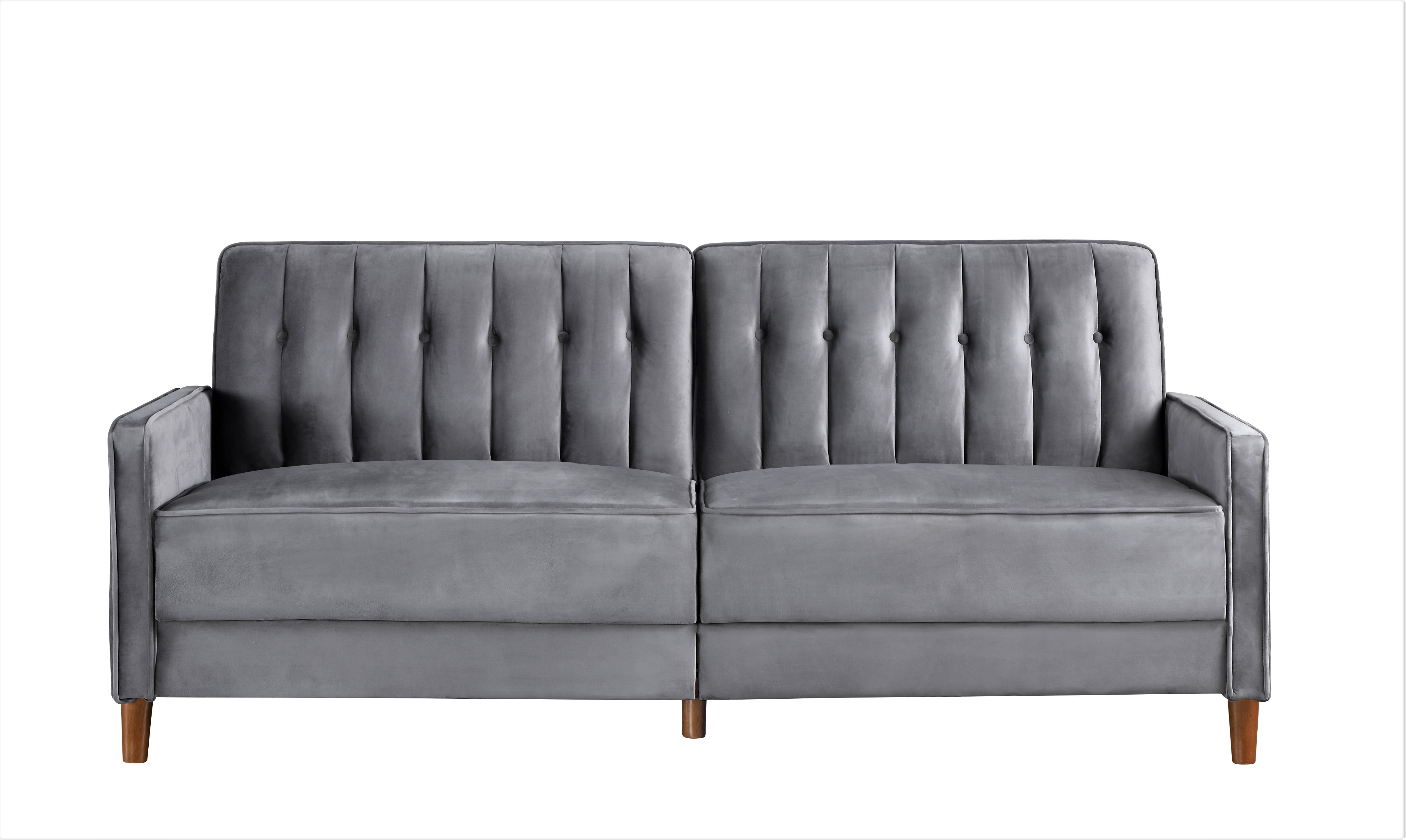 Uspridefurniture Cornell 81'' Velvet Square Arm Sleeper, Gray