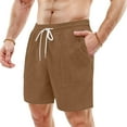 thumbnail image 2 of CONZONE Mens Casual Corduroy Shorts Elastic Waist Drawstring Summer Shorts for Men Solid Color Lightweight Loose Fit Vacation Beach Shorts With Pockets, 2 of 9