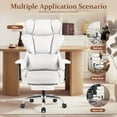 thumbnail image 4 of COOLHUT Large Executive Leather Office Chair with Footrest, Ergonomic Reclining Design, High Back and Lumbar Support, Ideal for Big and Tall Users, Perfect for Home Office or Computer Desk Use, White, 4 of 10