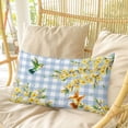 thumbnail image 4 of Forsythia Flowers Pillow Covers, Linen Long Throw Pillow Case, Spring Yellow Floral Hummingbird Blue Plaid Holiday Pillow Protector Decorative Cushion Cover for Living Room/Bedroom 20" x 26", 4 of 8