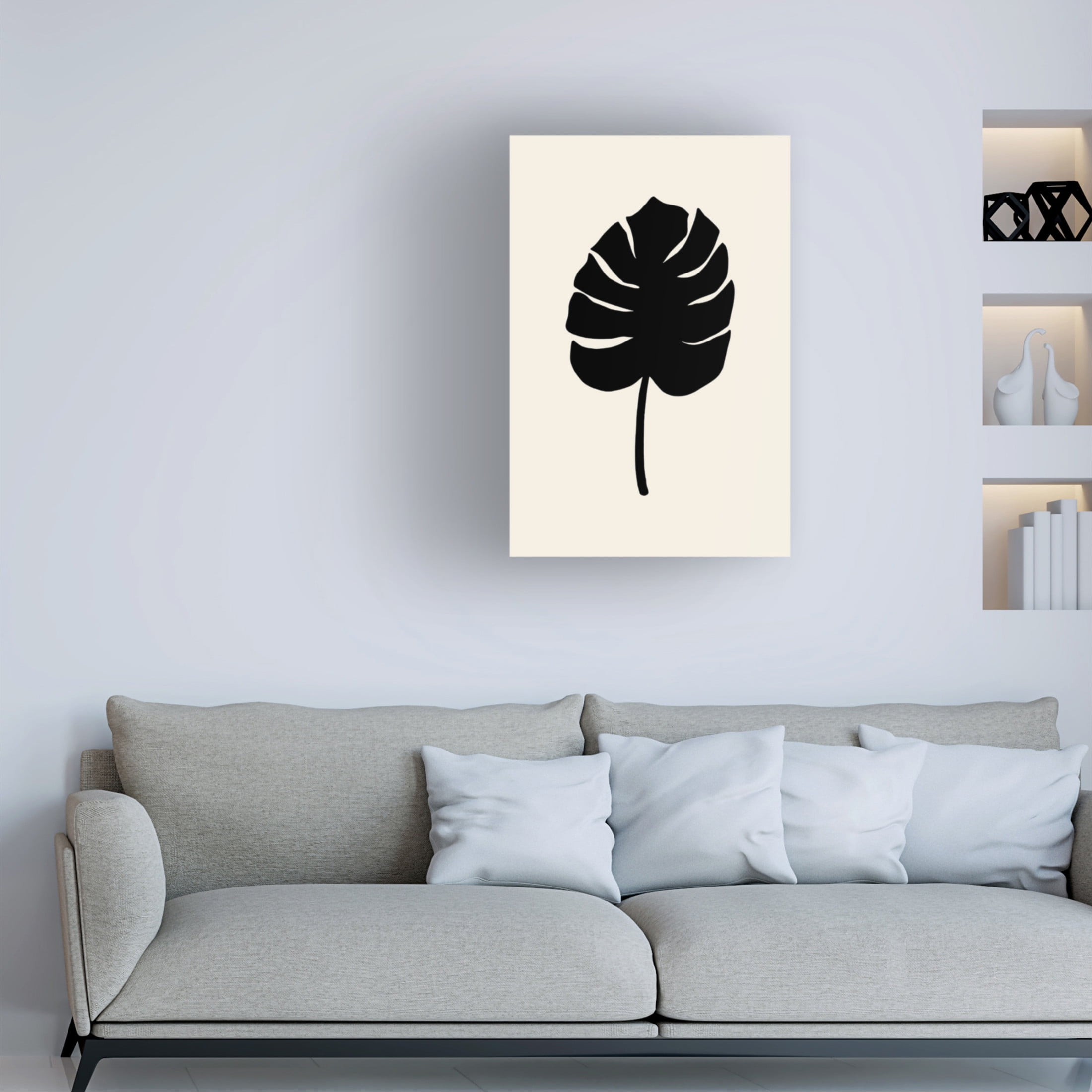 Canvas Wall Art - Pictufy Studio 'Monstera Leaf Black' Wall Art for Living Room, Bedroom, or Office Décor by Trademark Fine Art - 12 x 19 Inches